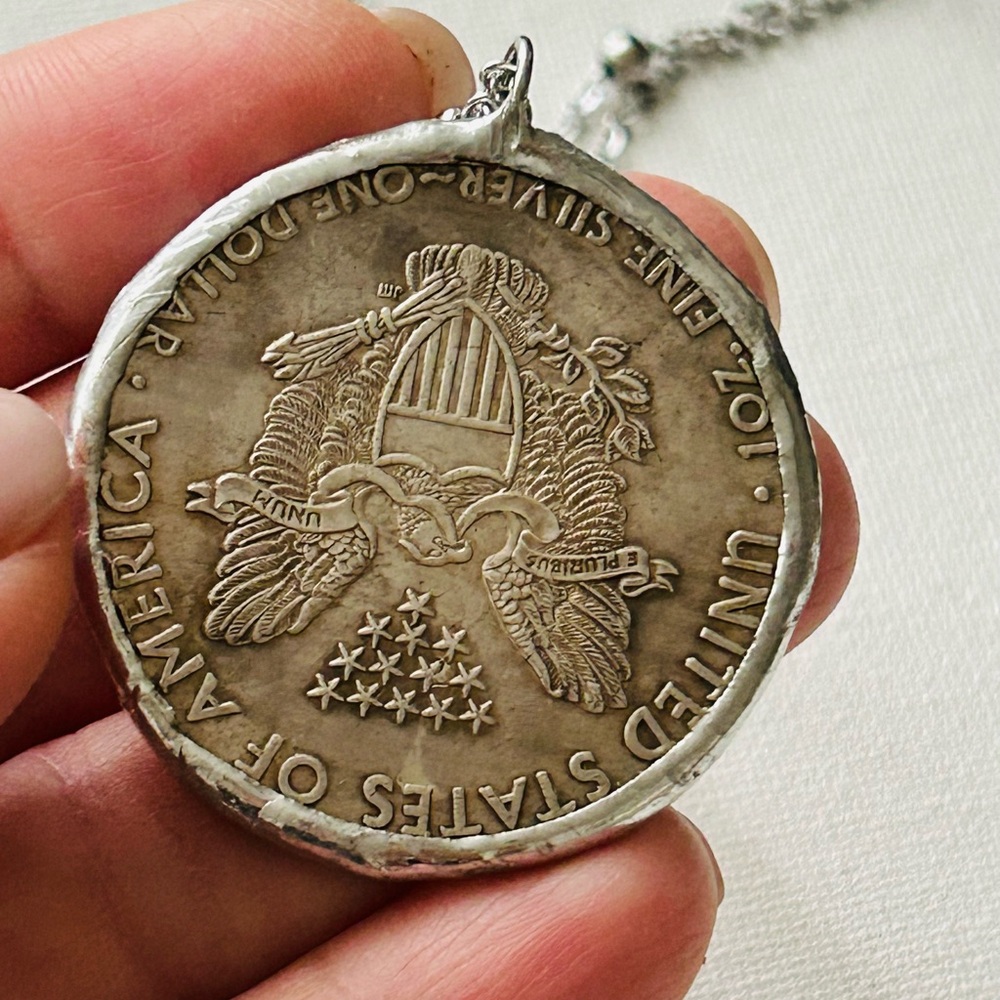 Silver Coin Pendant Necklace - Picture 6 of 7